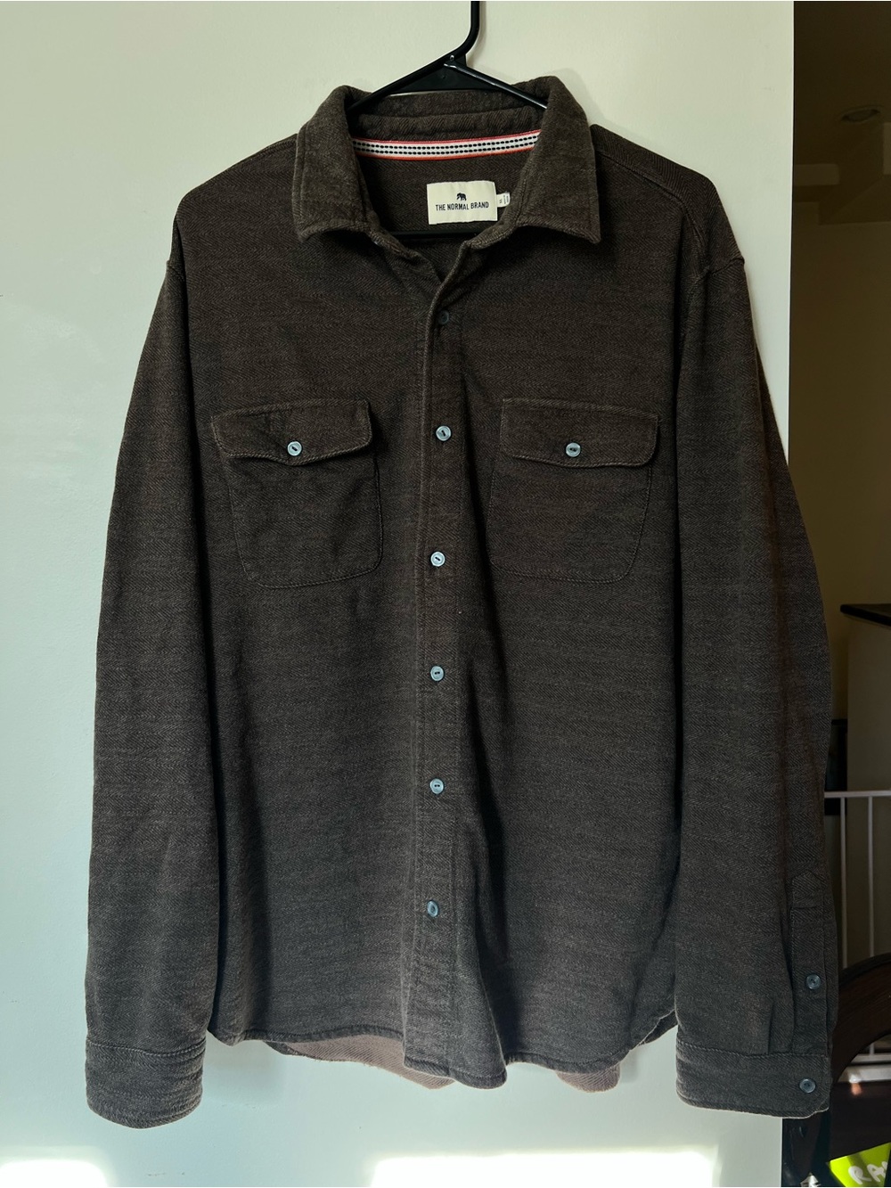 The Normal Brand Heavyweight Herringbone Flannel Men's XL Brown Shacket